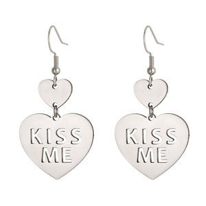 Pendientes de Acero Inoxidable en Forma de Corazón con Letras en Inglés Be Mine Sweetheart Kiss Me Hug Me, Regalo de San Valentín - Product Image 5
