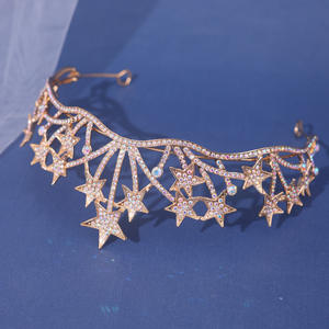 Tiaras de Novia de Cristal Plateado con <span class=keywords><strong>Estrellas</strong></span> Diversas de Lujo, Corona de Cristal, <span class=keywords><strong>Diadema</strong></span> de Pedrería, Collares, Tocados, Accesorios para el Cabello de Novia - Product Image 4