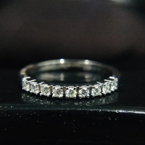 14K แหวนแต่งงานเก้าเพชรเพชรธรรมชาติสีทองทึบ - Product Image 3