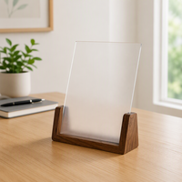 Support de menu de table en bois et acrylique personnalisé en forme de U, cadre photo en bois de hêtre et noyer pour restaurant et hôtel