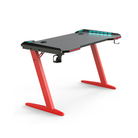Bureau de jeu PC grand format en forme de Z avec éclairage LED RVB, plateau en fibre de carbone et en bois, nouveau bureau de jeu pour joueurs