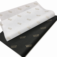 Papier d'emballage en tissu noir de luxe imprimé à l'or sur mesure, 17 g/m², personnalisé, biodégradable, pour vêtements