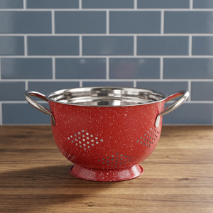 Passoire de cuisine en métal rouge Euro Sparkle Panier rond Tamis à légumes en acier inoxydable - Product Image 2