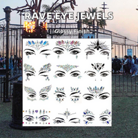 Chunky Cristal Temporaire Auto-Adhésif Corps Autocollants Décoratifs Visage Gemmes Bijoux Tatouages pour Festival Rave Party Eye Tears