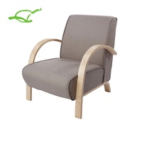 Fauteuil moderne en bois massif courbé avec revêtement en coton et accoudoirs en contreplaqué de bouleau pour ensemble de salon d'appartement