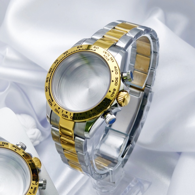 Multi Functional Timing Luxury Gold case Sapphire Glass High-quality 40mm Men's Business Stainless Steel Watch case