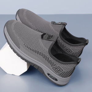 Zapatos Deportivos Transpirables de Malla para Hombre, Cierre de un Toque, Punta Redonda, Zapatos Deportivos Casuales, Color Negro Gris, para Usar en Verano - Product Image 4