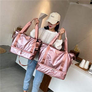 Custom Pink Water Resistant Nylon Luggage Sports Gym <b>Bag</b> for Girls New Fashion Solid Color <b>Foldable</b> <b>Travel</b> Womens Duffel <b>Bag</b> - Product Image 1