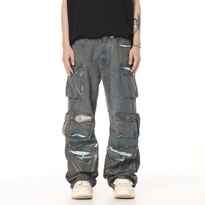 Celana <span class=keywords><strong>Jeans</strong></span> Vintage Multi Kantong Khusus Pria Celana <span class=keywords><strong>Jeans</strong></span> Kantong Samping Celana <span class=keywords><strong>Jeans</strong></span> Baggy Celana <span class=keywords><strong>Jeans</strong></span> Kantong Besar - Product Image 1
