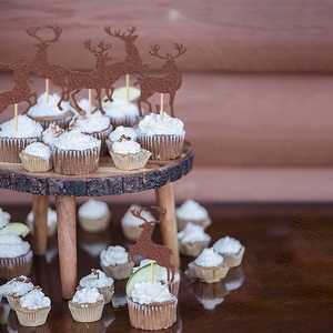 Decoración Navideña de Bosque Invernal, Juego de Adornos para Cupcakes con Temática de Reno para Repostería Festiva y Decoración de Pasteles, Ideal para Año Nuevo - Product Image 4