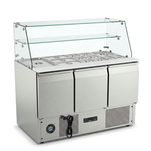 <span class=keywords><strong>Table</strong></span> de préparation de salades en acier inoxydable commercial avec réfrigérateur et protection anti-éclaboussures en verre, réfrigérateur de préparation de sandwichs pour restaurant, Subway - Product Image 5