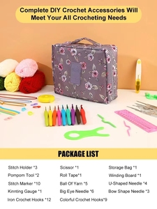 Bộ dụng cụ đan móc di động COOLEVE, tự làm, thêu chữ thập tùy chỉnh, đầy đủ dụng cụ, dành cho người mới bắt đầu - Product Image 3