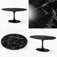 Table à manger moderne de luxe en marbre noir, plateau en pierre artificielle, base sur piédestal, mobilier haut de gamme pour hôtels et villas, personnalisable