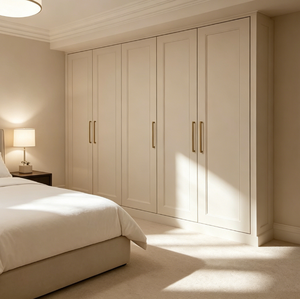 <span class=keywords><strong>Armadio</strong></span> Francese su Misura Bianco Crema, Cerniere <span class=keywords><strong>a</strong></span> Chiusura Morbida, Ripiano Aperto per Esposizione in Camera da Letto - Product Image 2