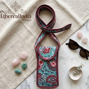 Bolso Bandolera Acolchado de Algodón con Estampado Floral, Mini Bolso de Viaje para Teléfono - Product Image 5