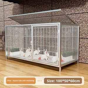 Cage à lapins en métal extra-large avec fermeture à bouton de cryptage épaissi pour l'élevage de grands lapins cochons d'Inde produit pour animaux de compagnie - Product Image 6