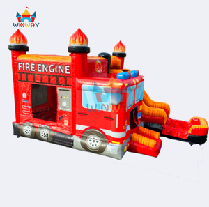 Fire Engine <b>Inflatable</b> Bounce <b>House</b> with Slide - Commercial Grade Fire Truck Themed Bouncer for Kids Party Rentals - Product Image 5