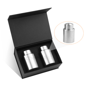 Tapones de vino más populares Juego de regalo Sellador de botellas Mantiene el vino fresco Acero inoxidable Plata Paquete de 2 Air Keep Fresh <span class=keywords><strong>Wine</strong></span> <span class=keywords><strong>Stopper</strong></span> - Product Image 5