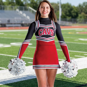 Custom <b>Long</b> Sleeve Cheerleading Uniforms Cheap Wholesale Cheer Leading Team <b>Skirts</b> + Short Sets Sublimation Printed Uniforms - Product Image 3