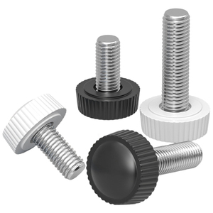 M4 M5 M6 kepala plastik <span class=keywords><strong>Knurled</strong></span> bulat sekrup jempol pengencang tangan pegangan dapat diatur hitam putih kenop penjepit benang laki-laki - Product Image 2