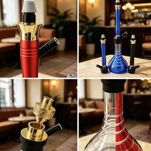 Chicha à un tuyau en aluminium MD-L19, base transparente, mini chicha avec lumière LED, moderne et portable pour bar et club - Product Image 3