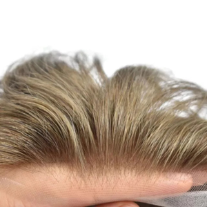 Prothèse capillaire pour homme en cheveux vierges Remy, ondulation naturelle, ultra-fine et transparente pour bonnet en dentelle, idéale pour un usage quotidien - Product Image 3