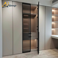 Armoire de chambre Aimsp en bois massif durable au design moderne avec fonctions extensibles, rangement pour dressing intégré, idéale pour appartement