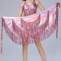 Toalla de cadera con lentejuelas y flecos para danza latina, toalla con flecos para danza del vientre, cadena para la cintura, toalla vibratoria, falda de baile, charol