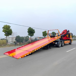 Shacman 6x4 <b>Flatbed</b> Recovery <b>Truck</b> with Knuckle Boom Crane for Heavy Vehicle Towing and Construction Equipment Lifting - Product Image 5