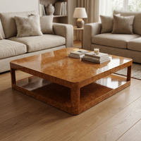 Meubles sur mesure de luxe privés, table basse rectangulaire en bois de placage de haute qualité, moderne et brillante.