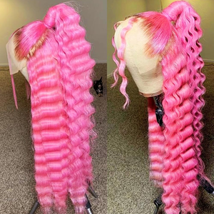 Perruques Lace Front 13x4 en Cheveux Humains Rose Pastel, Ondulées Profondes, Longues et Crépues, Pré-épilées, Sans Colle, pour Femmes Noires - Product Image 2