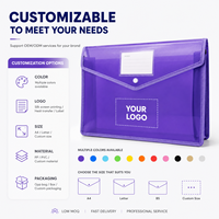 Sobre de Plástico A4 para Documentos con Logotipo Personalizado al por Mayor |   Bolsa Transparente para Archivos de PP con Cierre de Botón a Presión para la Escuela, Oficina y Regalos Promocionales