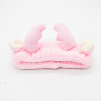 Serre-tête en forme de bois de renne en peluche corail, pour la douche, Noël et les soirées, pour filles