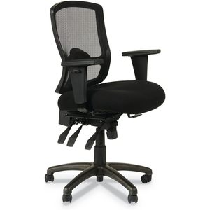 Chaise de bureau Alera Etros Series Petite à dossier mi-haut, multifonctionnelle, en maille, réglable en hauteur, en cuir PU noir, pour la maison ou la chambre - Product Image 1