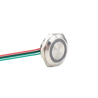 Interruptor de Botón Pulsador Micro Ultrafino Industrial de Acero Inoxidable de 22 mm, Impermeable IP65, con Anillo LED Iluminado