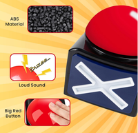 Buzzer de jeu électronique à piles avec LED, effets sonores et lumineux, grand bouton poussoir pour quiz, concours, jeux de société et de cartes