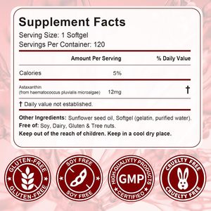 OEM 12mg astrxanthin softgel kapsul organik astrxanthin suplemen antioksidan mendukung sendi mata sirkulasi Internal kulit - Product Image 2