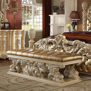 Ensemble de meubles de chambre à coucher en bois massif antique de haute qualité, lit en cuir classique royal européen, personnalisation personnalisée - Product Image 4