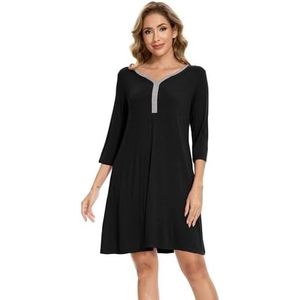 Camisón de bambú de alta calidad personalizado para mujer, vestido de dormir de tela modal de algodón suave para mujer, ropa de estar por casa. - Product Image 3