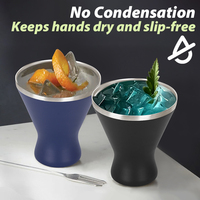 Vaso de acero inoxidable de doble pared de 10 oz, taza de Martini térmica con aislamiento al vacío, copa de vino con tapa, novedad