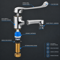 Robinet de lavabo médical en laiton chromé poli à levier long, mitigeur d'évier d'hôpital moderne, vente en gros