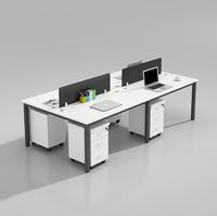 Ensemble de bureau et chaise en bois à panneau modulaire moderne avec dessus en métal pour 4-8 personnes employés en informatique