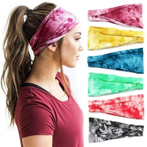 Bandeaux pour femmes, bandeaux de yoga et d'exercice, bandeaux élastiques mignons pour <span class=keywords><strong>cheveux</strong></span>, bandeaux tie-dye, bandeaux anti-transpiration - Product Image 1