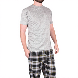 Conjunto <span class=keywords><strong>de</strong></span> <span class=keywords><strong>Pijama</strong></span> Gaffer para <span class=keywords><strong>Hombre</strong></span>, Pantalones <span class=keywords><strong>de</strong></span> Salón <span class=keywords><strong>de</strong></span> Algodón con Diseño a Cuadros y Camiseta <span class=keywords><strong>de</strong></span> Manga Corta, 2 Piezas, Tallas S M L XL 2XL - Product Image 1