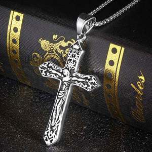 Collier <span class=keywords><strong>croix</strong></span> de jésus en acier pendentif amulette de <span class=keywords><strong>Christ</strong></span> en acier inoxydable collier de <span class=keywords><strong>croix</strong></span> pour hommes bijoux religieux - Product Image 6