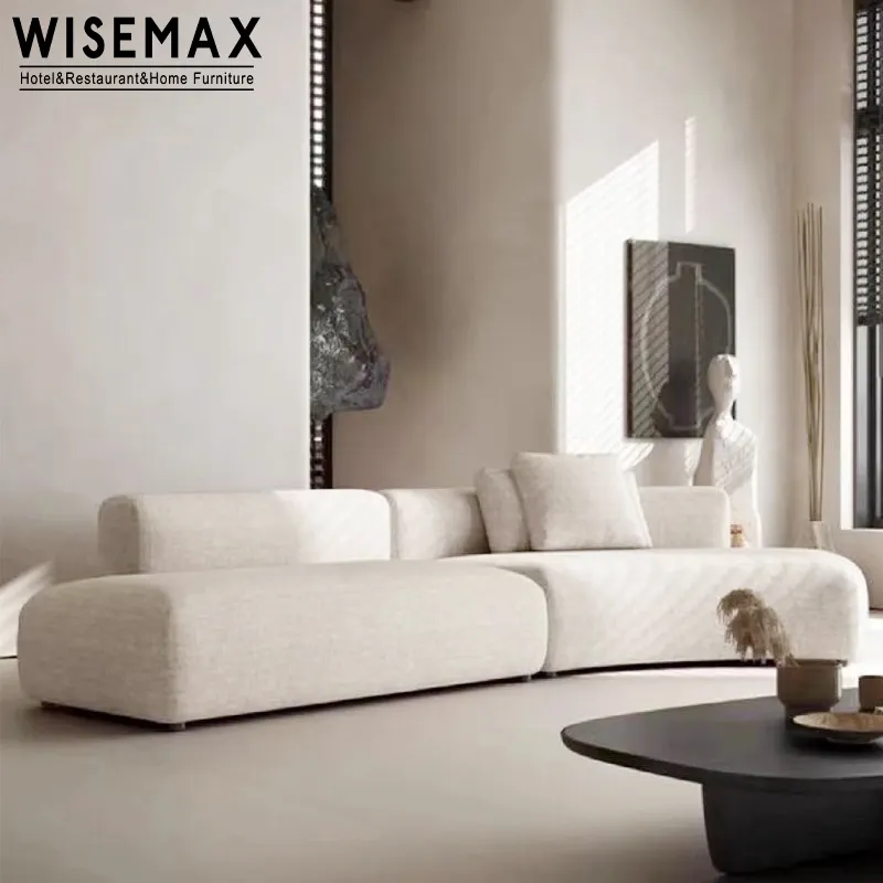WISEMAX mobilya İtalyan Minimalist ev mobilya oturma odası kavisli modüler kanepe katı ahşap kumaş köşe kombinasyonu kanepe