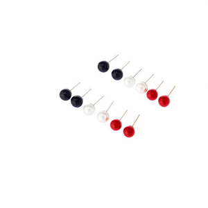 Orecchini a perla Angelina, set da 12 pezzi, neri, bianchi, rossi, misti, da donna, in acciaio inossidabile, con perle finte, minimalisti, per tutti i giorni. - Product Image 3