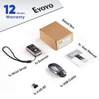 Lecteur de codes-barres 1D portable Eyoyo de type laser, sans fil 2,4 G, Bluetooth 4.1, avec batterie intégrée de 500 mAh