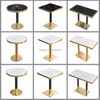Table à manger moderne de luxe avec plateau en marbre - Base en métal doré/noir Table ronde/carrée pour restaurant bar café