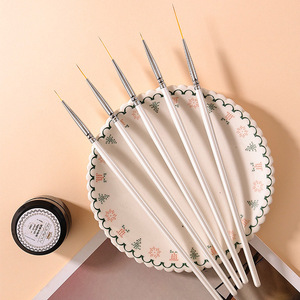 Pinceau à ongles à manche en bois blanc 6mm 9mm 12mm 19mm 29mm pour liner, détails fins, rayures françaises, peinture artistique, manucure, salon - Product Image 3
